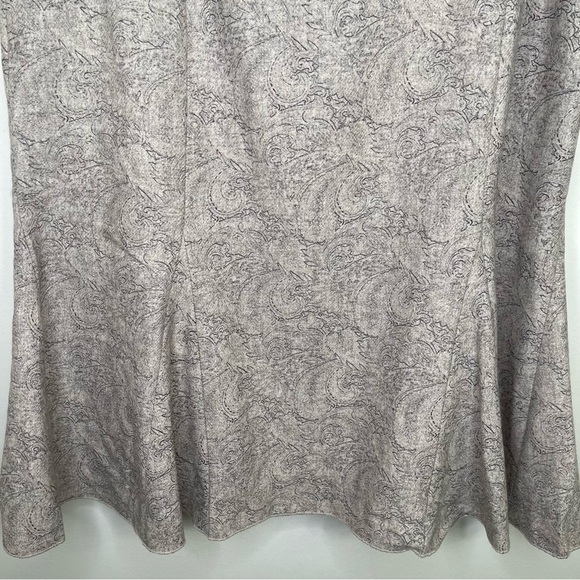 White House Black Market Wool Viscose Paisley Print A Line Skirt in Beige Size 0 - Picture 2 of 5